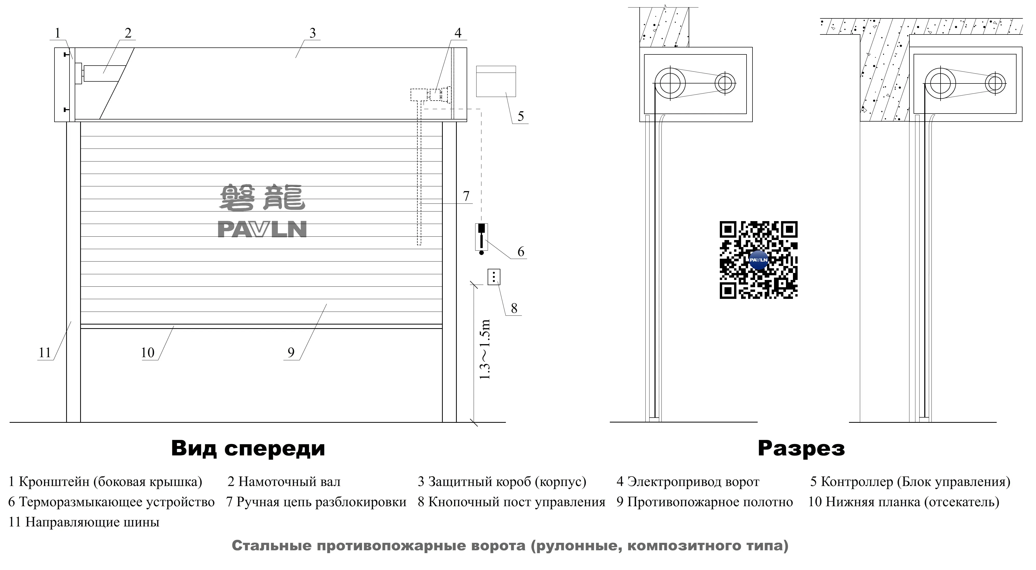 Стальные противопожарные ворота (рулонные, композитного типа)