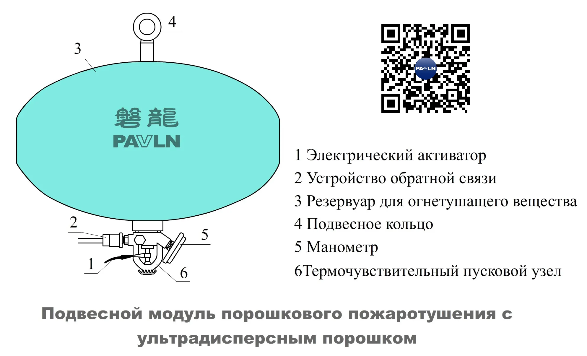 Подвесной модуль порошкового пожаротушения с ультрадисперсным порошком